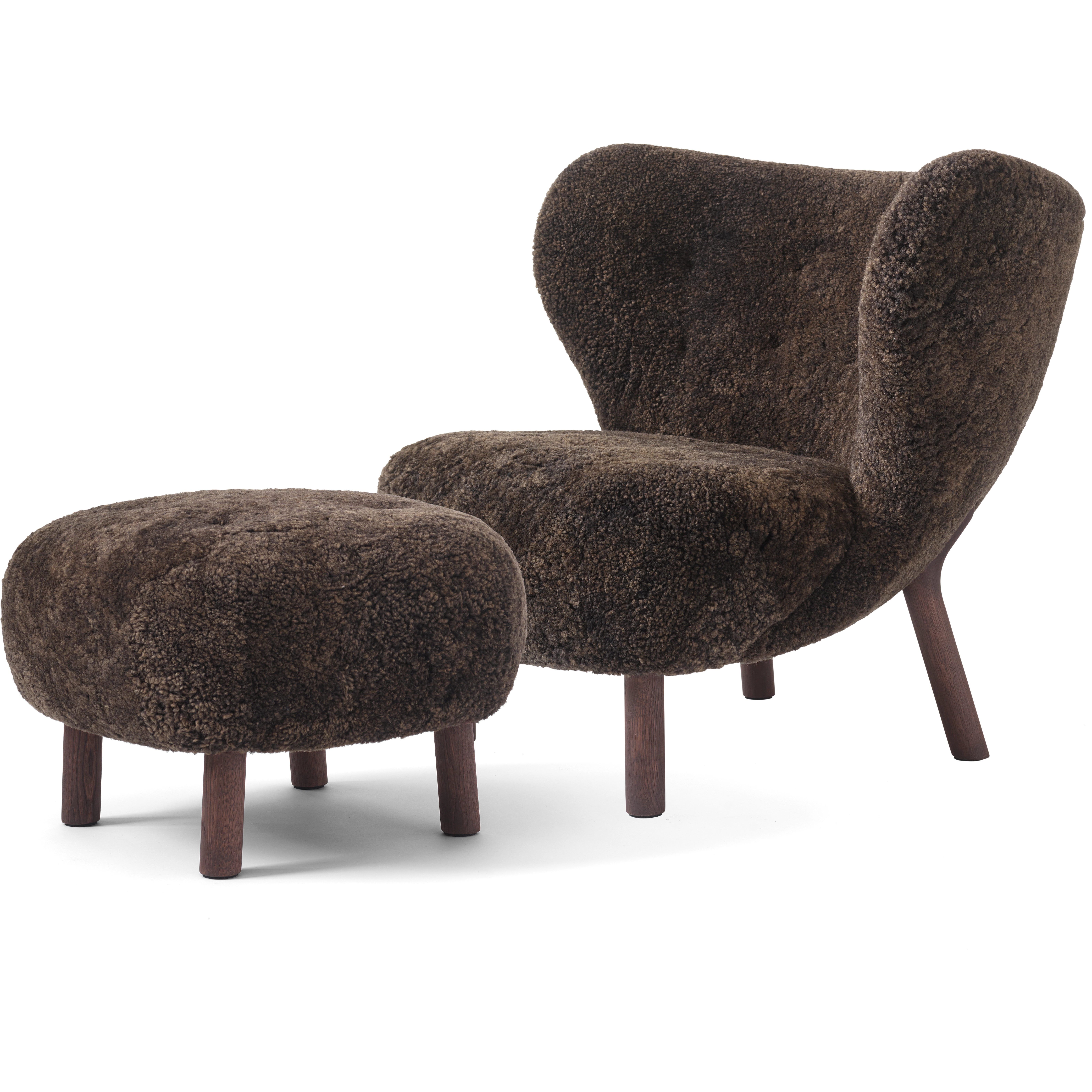 &Tradition Little Petra Vb1 Lounge Chair Set Sheepskin Espresso / Dark Stained Oak - F&aring;t&ouml;ljer F&aring;rskinn Espresso - 158703A235A040A733