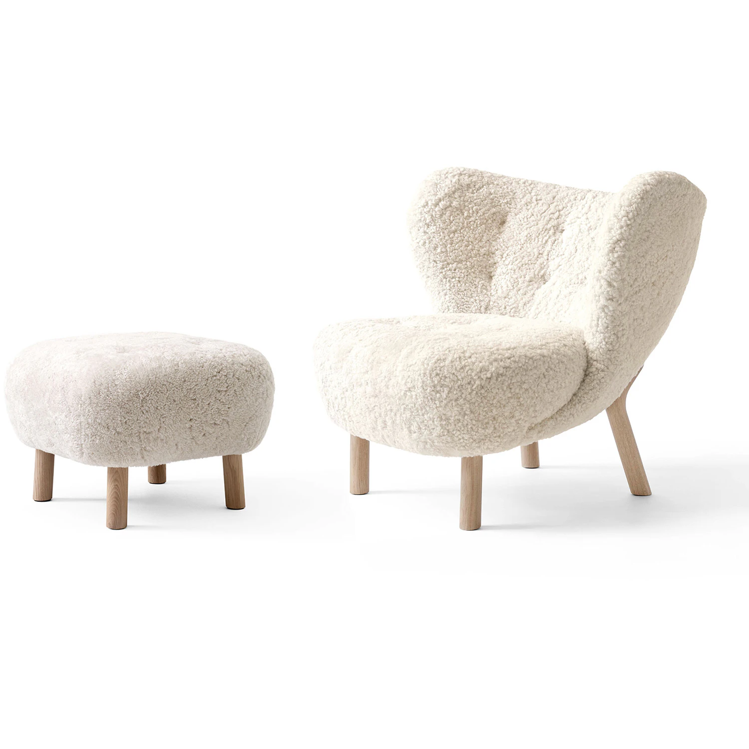 &Tradition Little Petra Vb1 Loungestol Set F&aring;rskinn Moonlight / Oljad Ek - F&aring;t&ouml;ljer Moonlight White - 134431A235A042A745