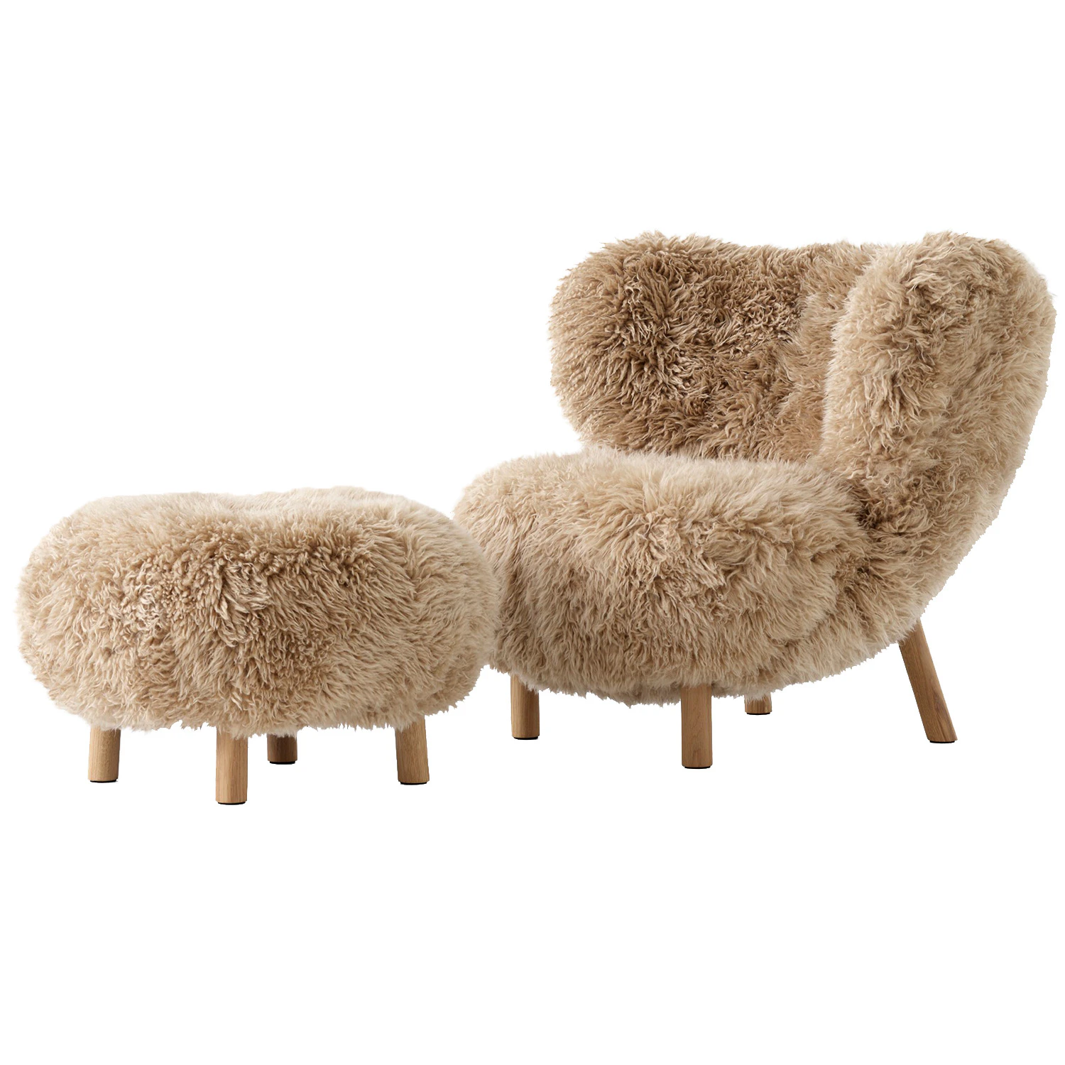 &Tradition Little Petra Vb1 Loungestol Set F&aring;rskinn Honey / Oljad Ek - F&aring;t&ouml;ljer Sheepskin Honey - 134431A235A041A738