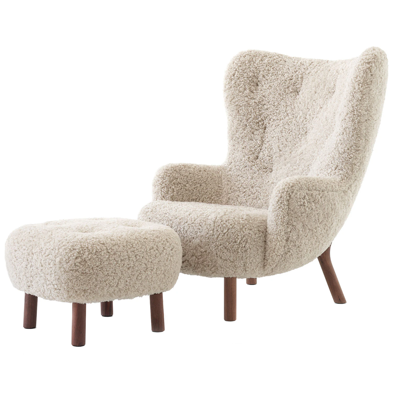 &Tradition Petra Vb3 Loungestol Set Moonlight / Valn&ouml;t - F&aring;t&ouml;ljer F&aring;rskinn Off-White - 135658A235A042A745