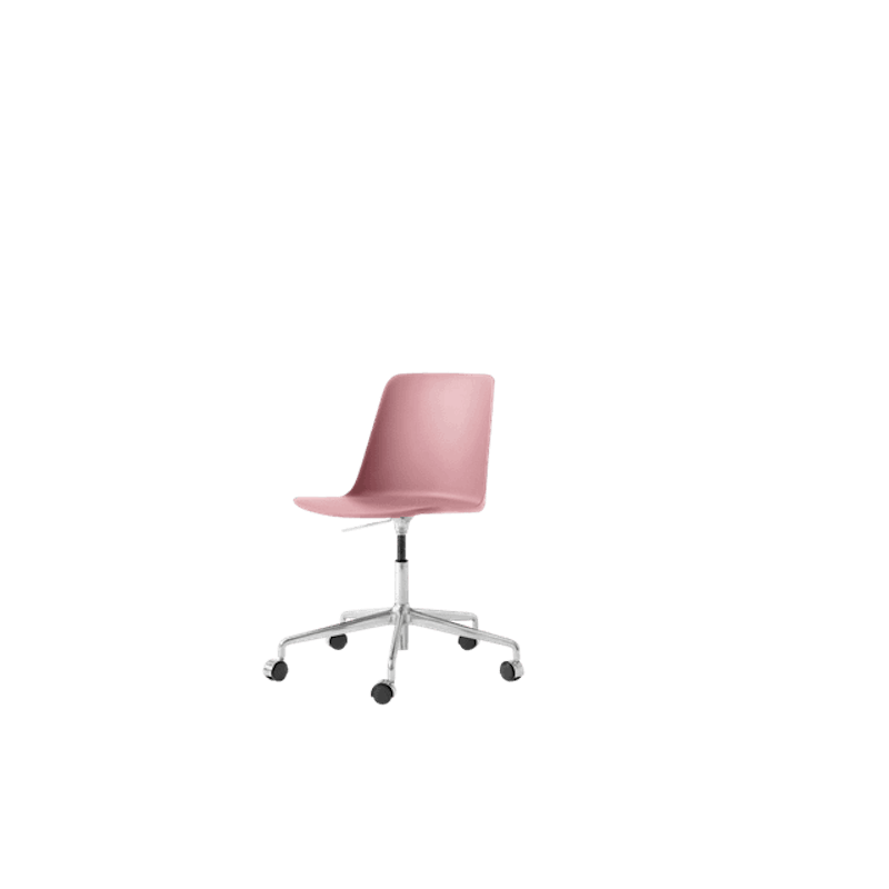 Rely HW28 Matstol Utan Armstöd Swivel Med Hjul Soft Pink/Aluminium
