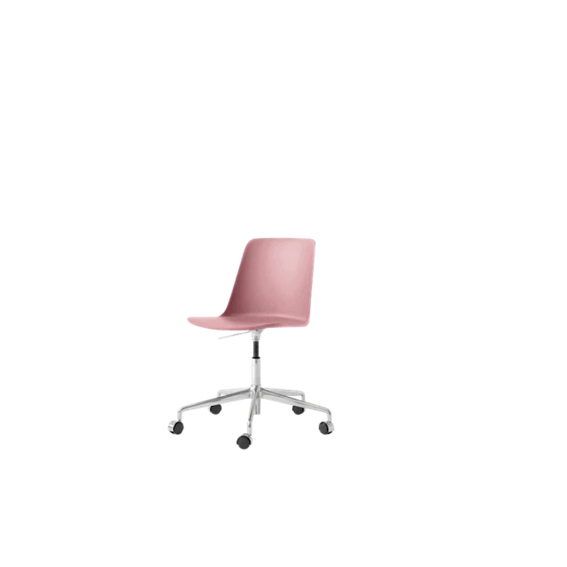 Rely HW28 Matstol Utan Armstöd Swivel Med Hjul Soft Pink/Aluminium