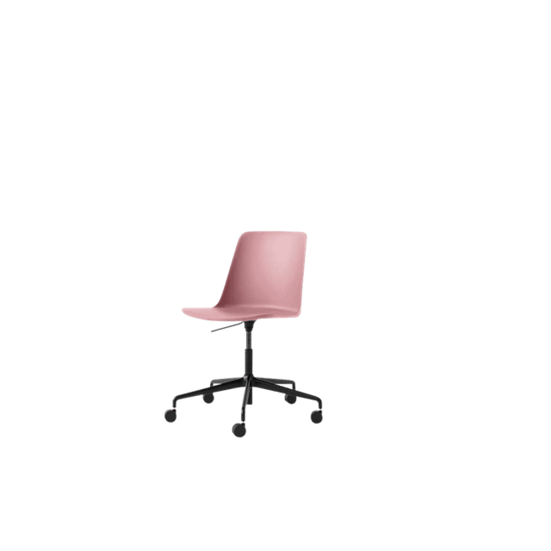 Rely HW28 Matstol Utan Armstöd Swivel Med Hjul Soft Pink/Svart