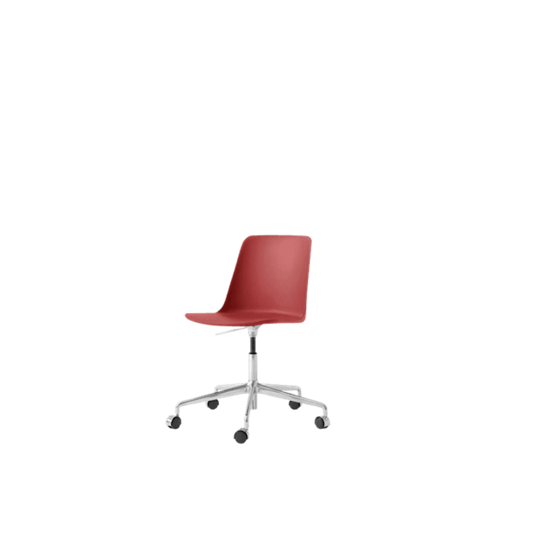 Rely HW28 Matstol Utan Armstöd Swivel Med Hjul Vermilion Red/Aluminium