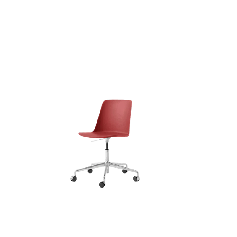 Rely HW28 Matstol Utan Armstöd Swivel Med Hjul Vermilion Red/Aluminium