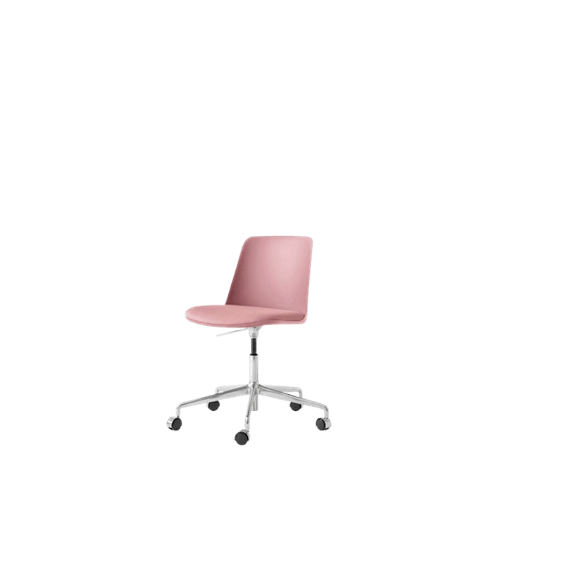 Rely HW29 Matstol Utan Armstöd Swivel Med Hjul Polstrad Sits Soft Pink/Aluminium/Vidar 0622