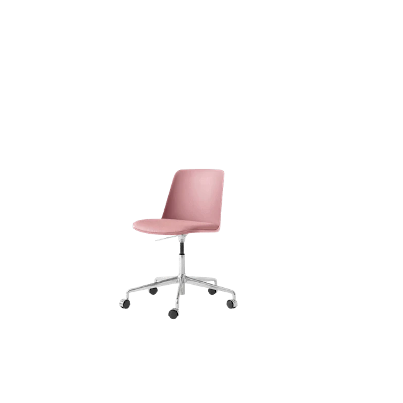 Rely HW29 Matstol Utan Armstöd Swivel Med Hjul Polstrad Sits Soft Pink/Aluminium/Vidar 0622