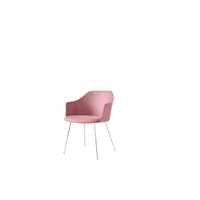 Rely HW34 Matstol Med Armstöd Polstrad Sits Soft Pink/Krom/Vidar 0622