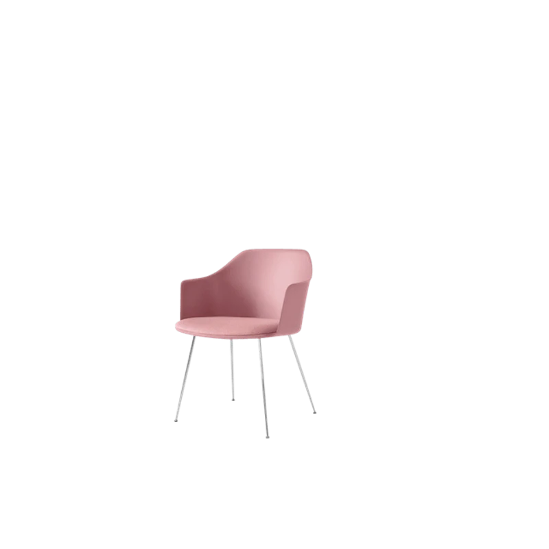 Rely HW34 Matstol Med Armstöd Polstrad Sits Soft Pink/Krom/Vidar 0622