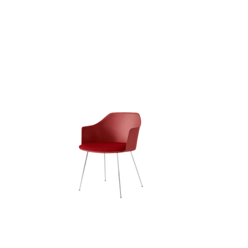 Rely HW34 Matstol Med Armstöd Polstrad Sits Vermilion Red/Krom/Vidar 0556