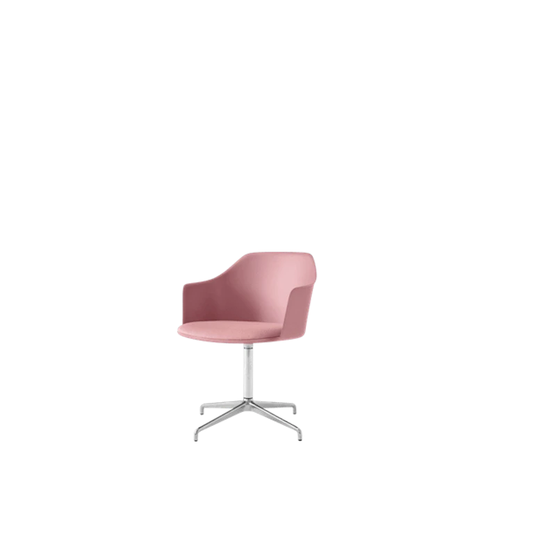Rely HW39 Matstol Med Armstöd Swivel Polstrad Sits Soft Pink/Aluminium/Vidar 0622