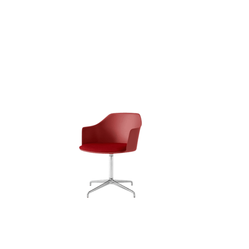 Rely HW39 Matstol Med Armstöd Swivel Polstrad Sits Vermilion Red/Aluminium/Vidar 0556