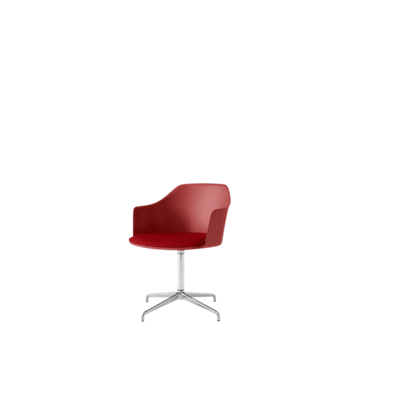 Rely HW39 Matstol Med Armstöd Swivel Polstrad Sits Vermilion Red/Aluminium/Vidar 0556