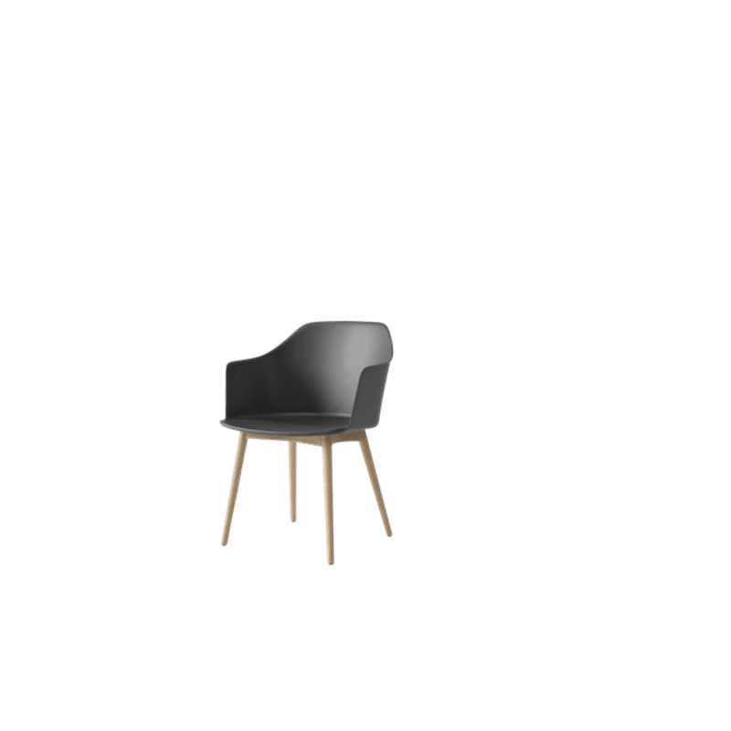 Rely HW76 Matstol Med Armstöd Stone Grey/Klarlackad Ek