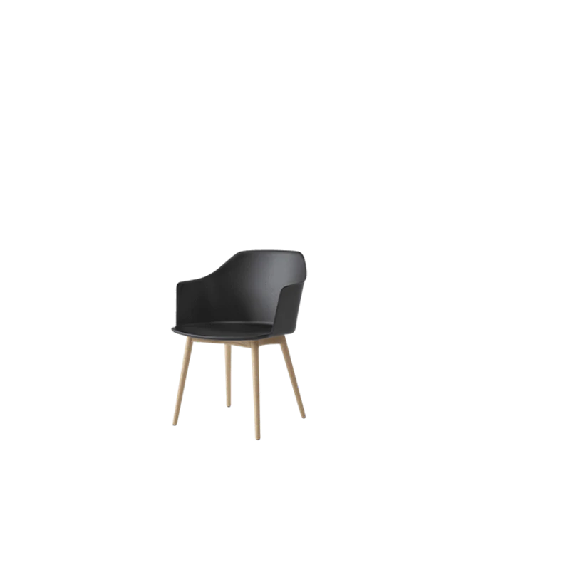 Rely HW76 Matstol Med Armstöd Svart/Klarlackad Ek