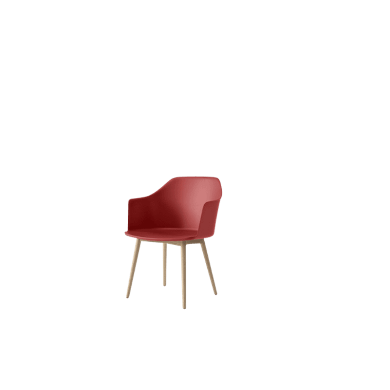 Rely HW76 Matstol Med Armstöd Vermilion Red/Klarlackad Ek