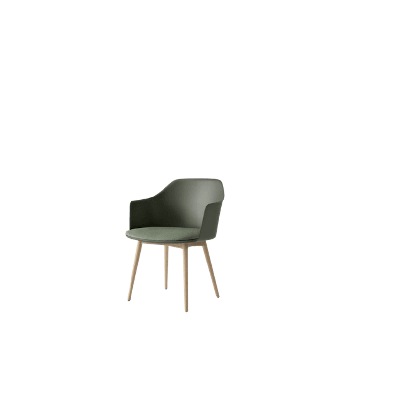 Rely HW77 Matstol Med Armstöd Polstrad Sits Bronze Green/Klarlackad Ek/Canvas 0926