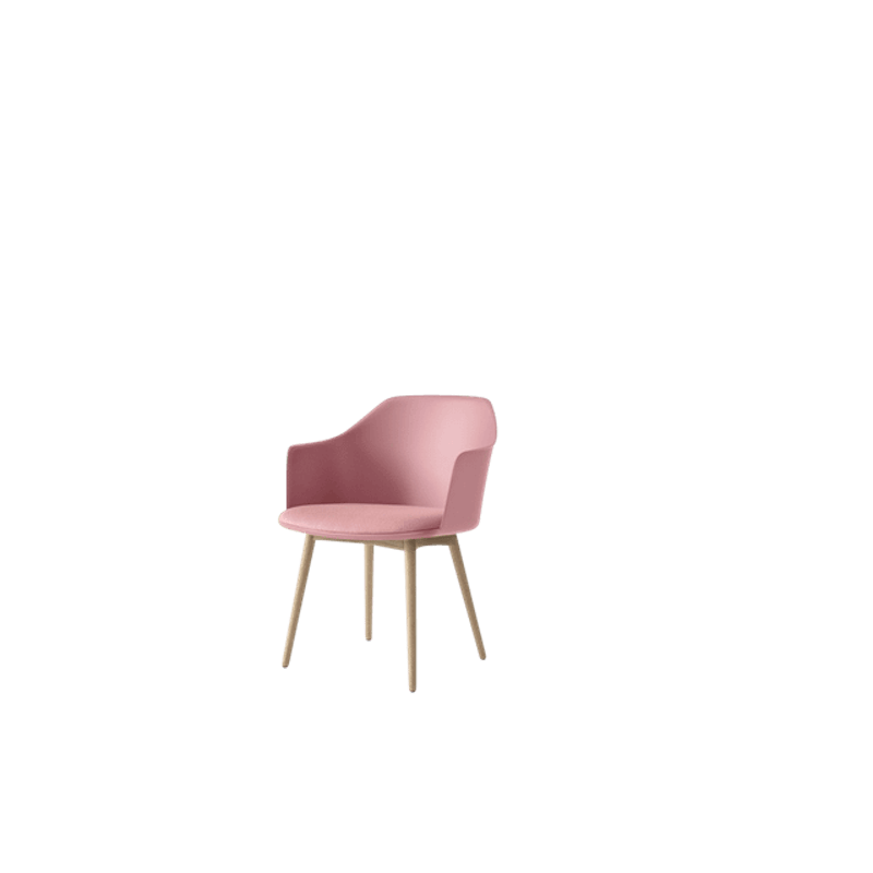 Rely HW77 Matstol Med Armstöd Polstrad Sits Soft Pink/Klarlackad Ek/Vidar 0622