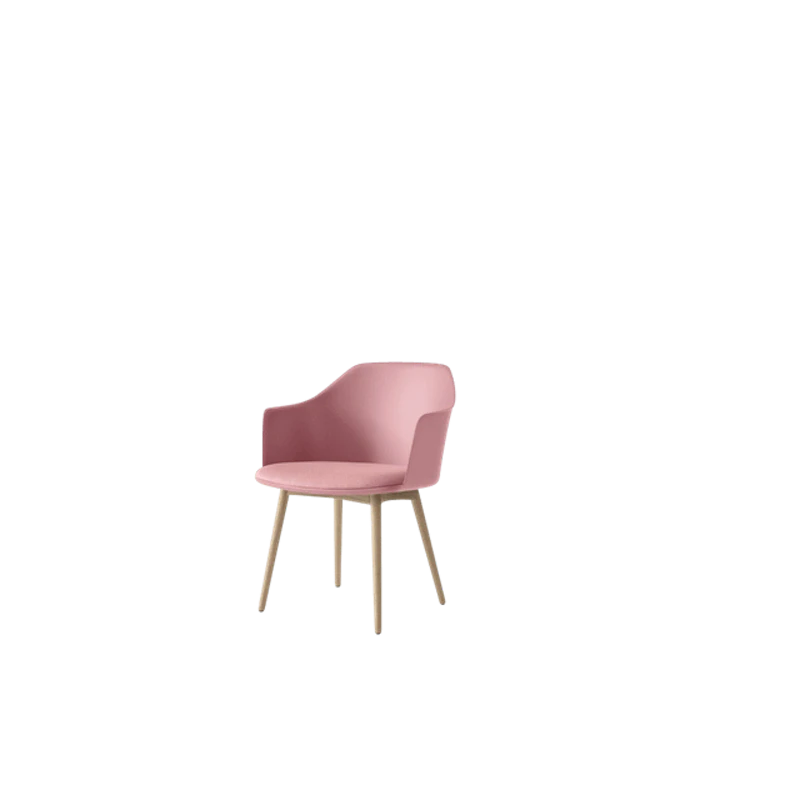 Rely HW77 Matstol Med Armstöd Polstrad Sits Soft Pink/Klarlackad Ek/Vidar 0622