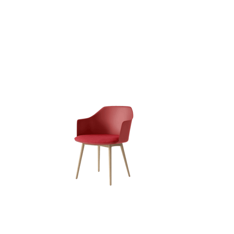 Rely HW77 Matstol Med Armstöd Polstrad Sits Vermilion Red/Klarlackad Ek/Hallingdal 680