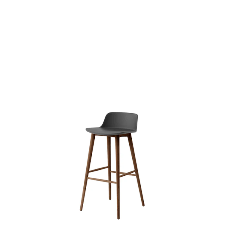 &Tradition Rely HW123 Barstol Lav Ryg Lakeret Valnød/Stone Grey