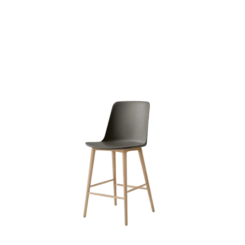 &Tradition Rely HW128 Barstol Høj Ryg Lakeret Eg/Stone Grey