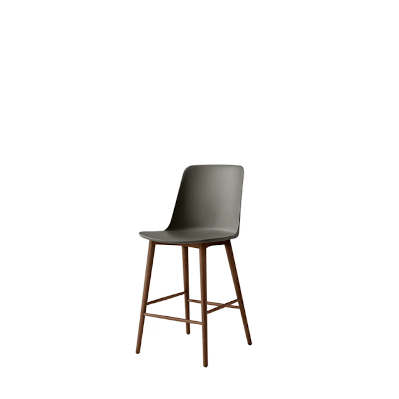 &Tradition Rely HW128 Barstol Høj Ryg Lakeret Valnød/Stone Grey