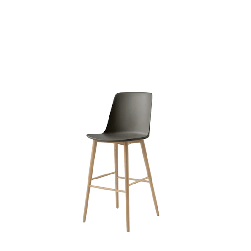 &Tradition Rely HW133 Barstol Høj Ryg Lakeret Eg/Stone Grey