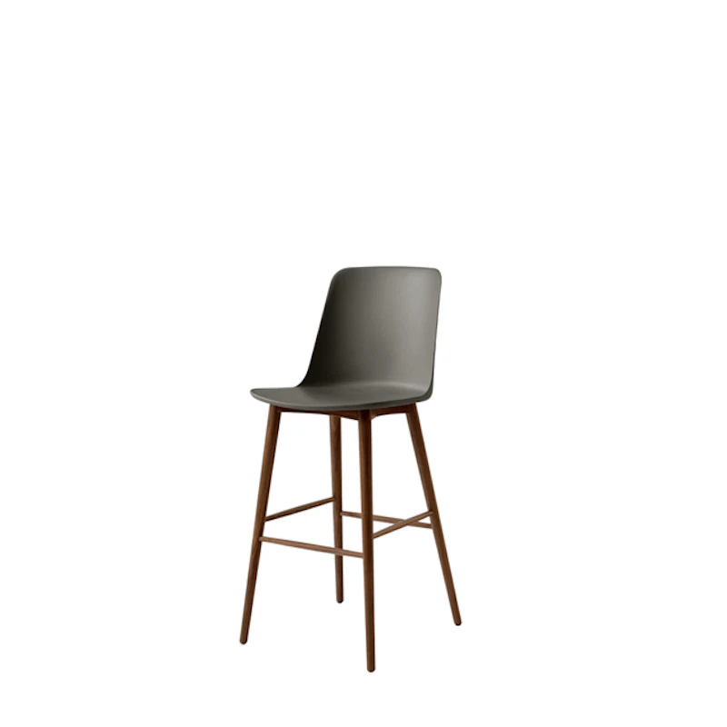 &Tradition Rely HW133 Barstol Høj Ryg Lakeret Valnød/Stone Grey