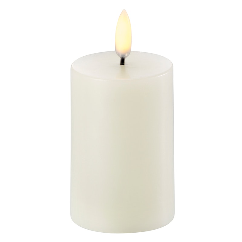 Blockljus Led Nordic White, 5 x 7,5 cm