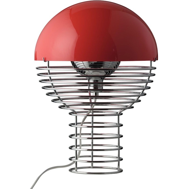 Wire Bordslampa 30 cm, Krom / Röd