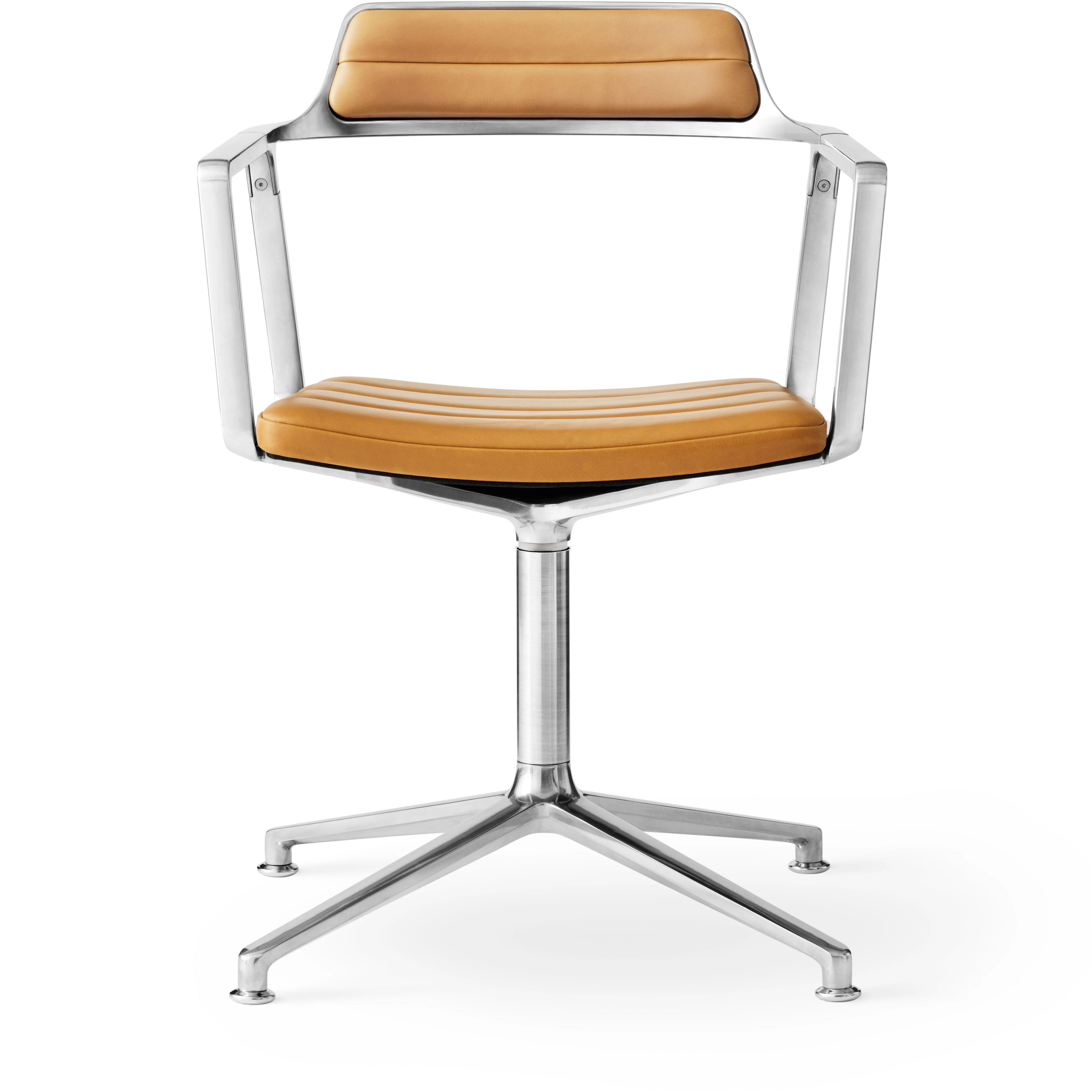 Vipp 452 Snurrstol Med F&ouml;tter Polerat Aluminium / Kamelf&auml;rgat - Kontorsstolar L&auml;der Camel - 45271G01V2
