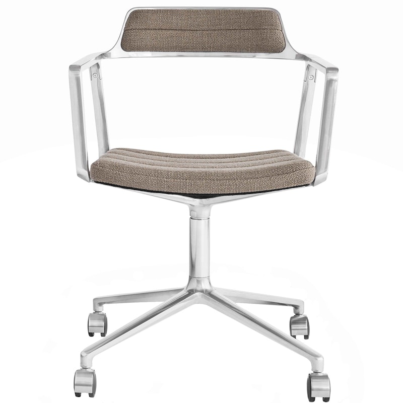 452 Snurrstol Med Hjul, Mörk Sand / Polerad Aluminium