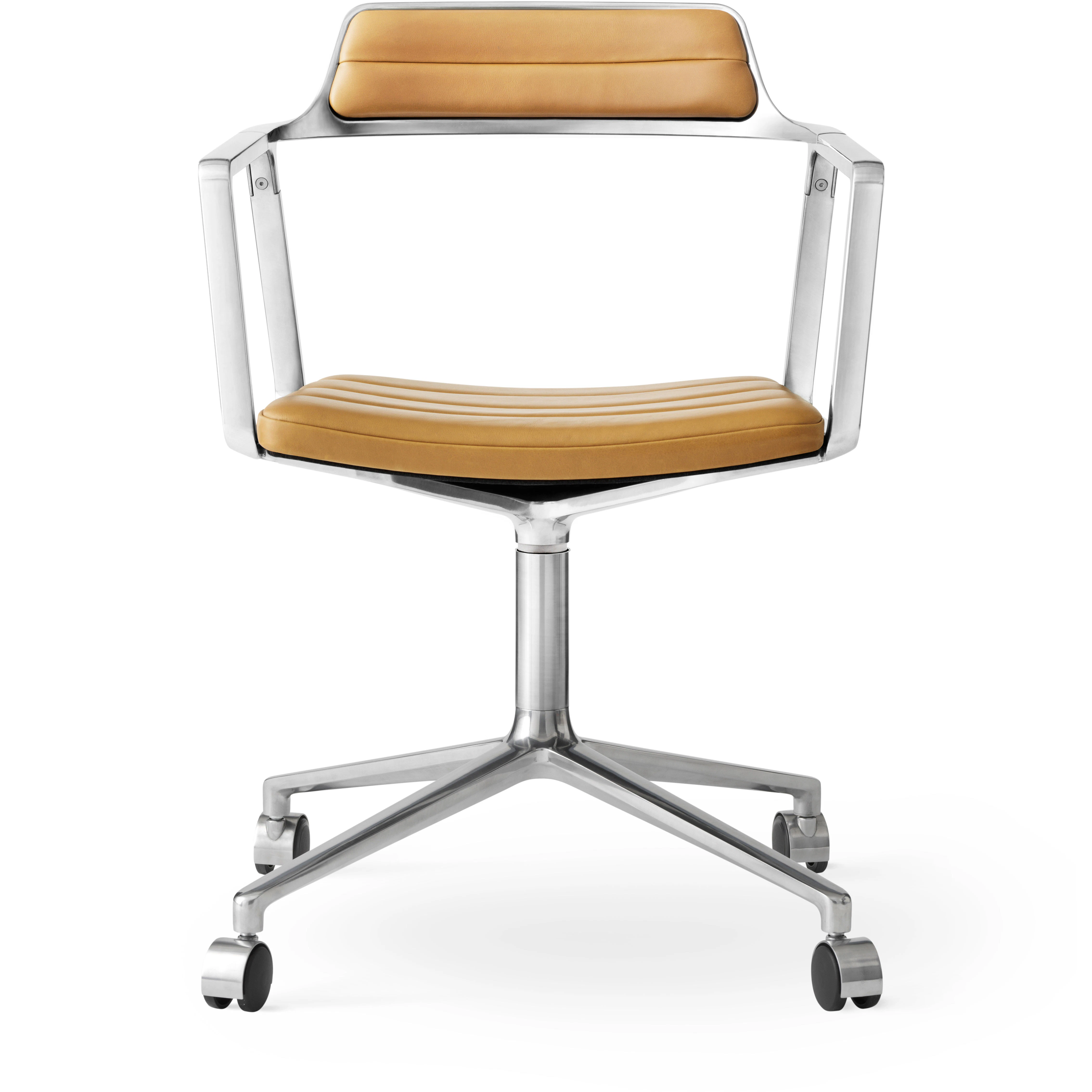 Vipp 452 Snurrstol Med Hjul Polerat Aluminium / Kamelf&auml;rgat L&auml;der - Kontorsstolar Textil Multi - 45271C01V2