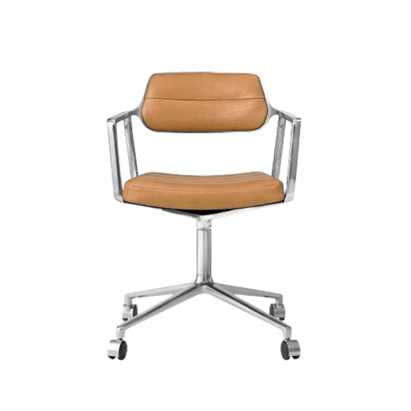 Vipp 453 Swivel Drejestol med Hjul Aluminium/Sand Læder