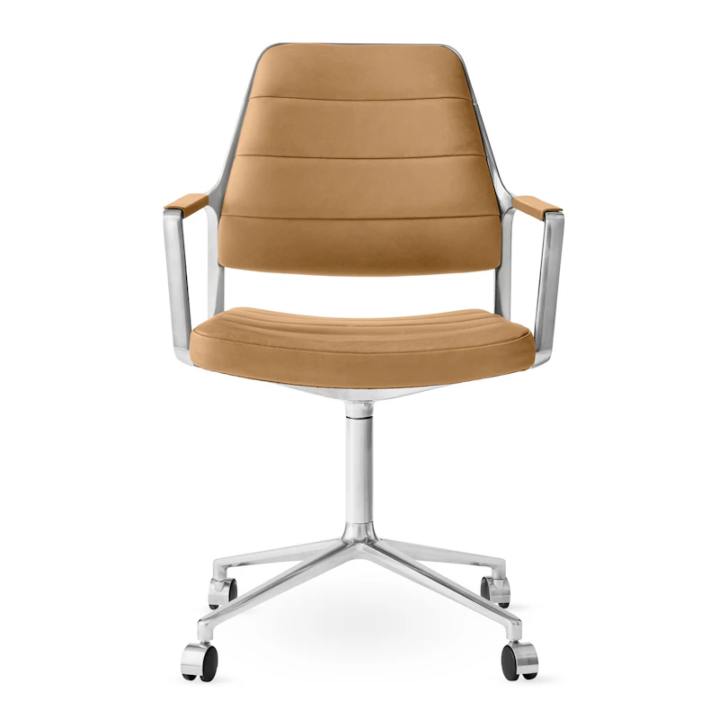 455 Snurrstol Med hjul, Camel Leather