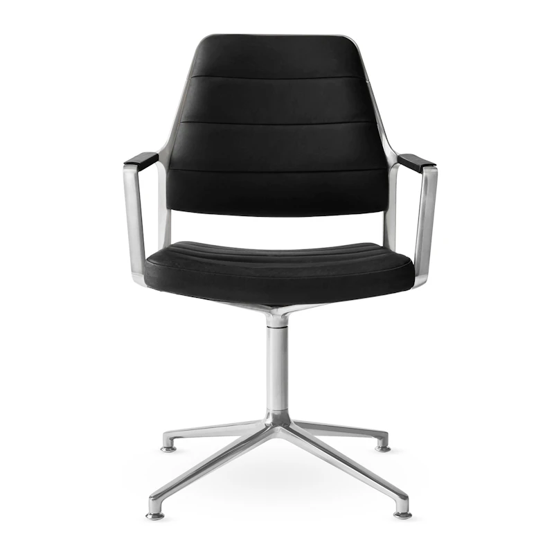 455 Snurrstol, Svart Läder