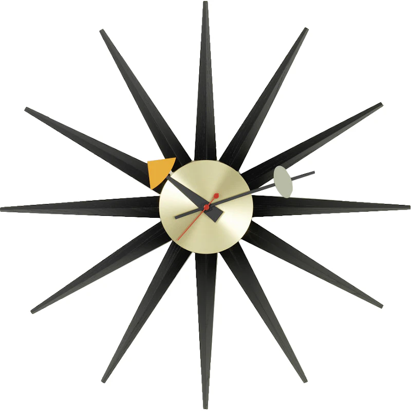 Sunburst Väggklocka, Svart/Mässing