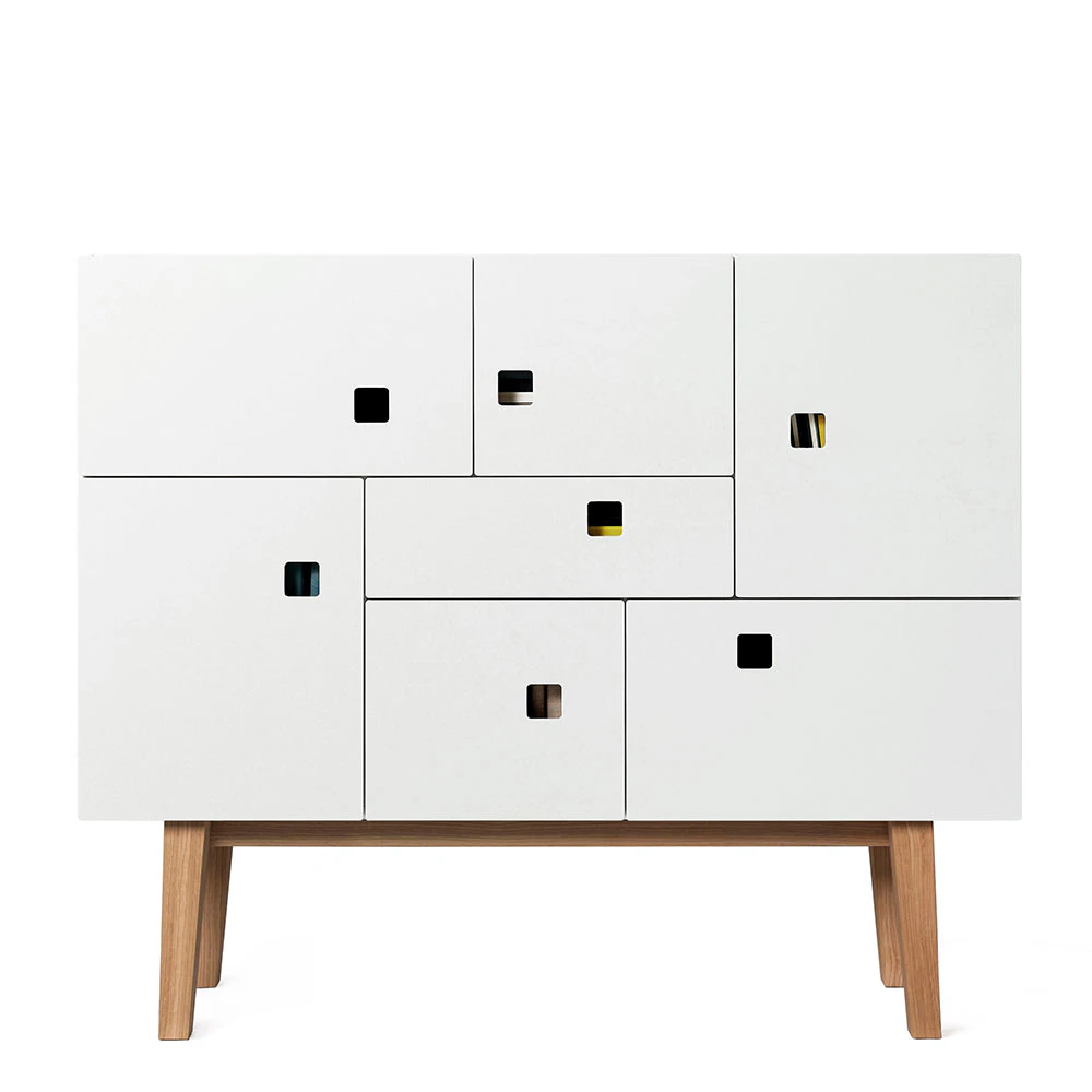 Zweed Peep C1 Multi-purpose Cabinet Angel White/ben Retro - Sk&auml;nkar & sideboards Ek - PEEPC1AW-OB